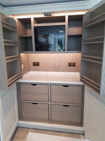 LED lighting and sockets in a bespoke dressing unit